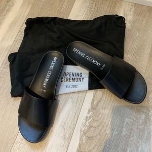 Opening ceremony black leather slide size 37